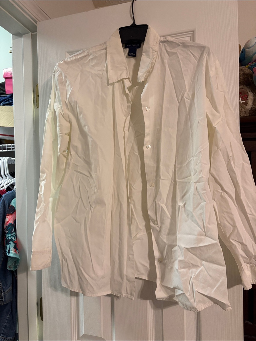 Ann Taylor White Button-Up Women's Dress Shirt